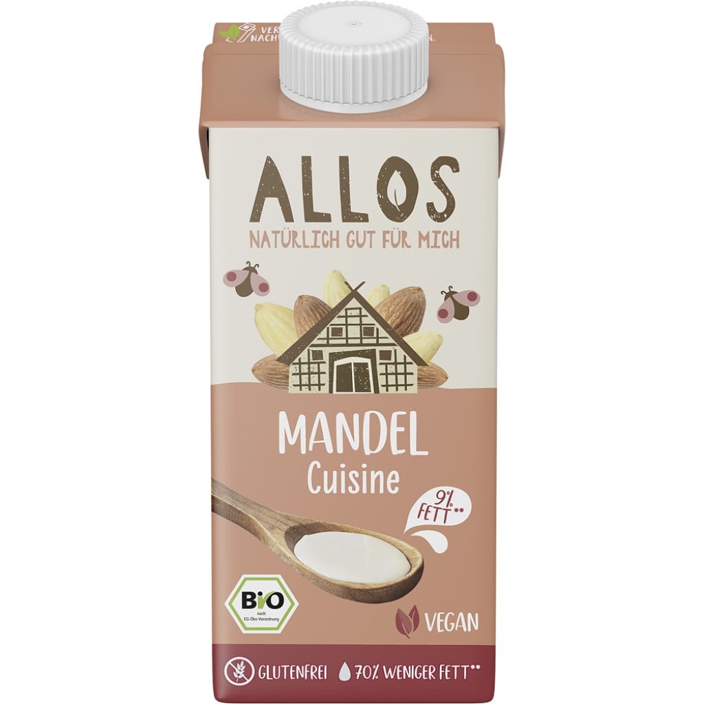 Crema de migdale lichida pentru gatit fara gluten, eco - Allos