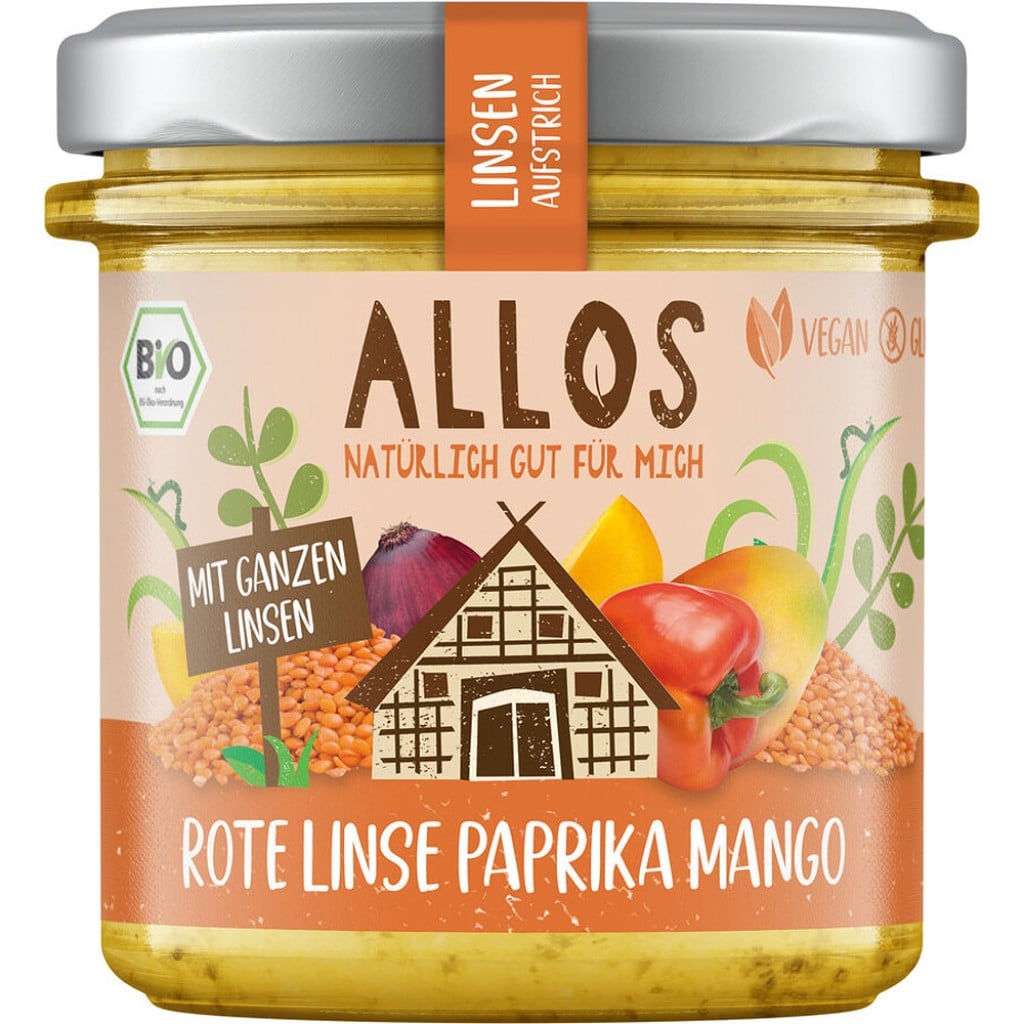 Crema tartinabila din linte ardei si mango fara gluten, eco - Allos