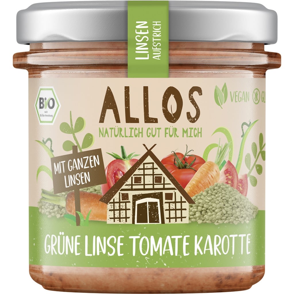 Crema tartinabila din linte verde tomate si morcovi fara gluten, eco - Allos