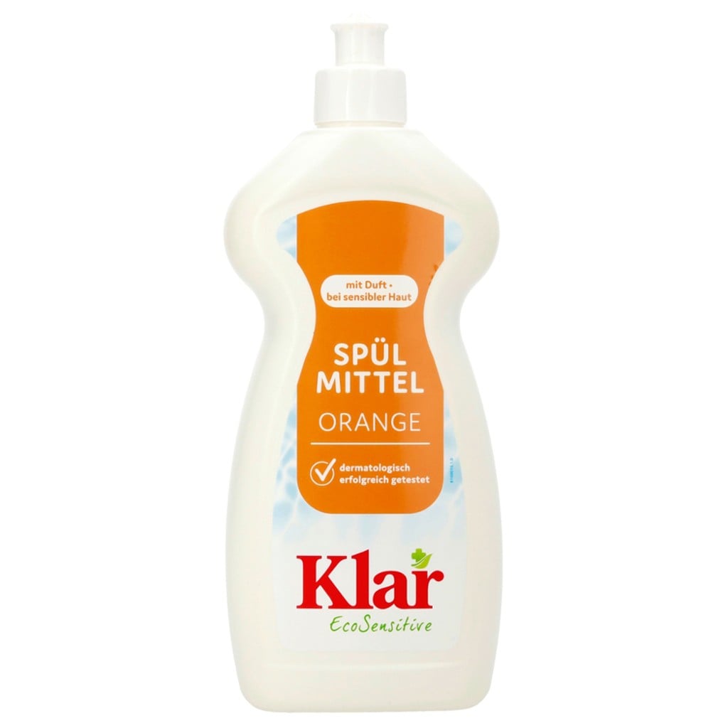 Detergent lichid sensitiv cu portocala pentru vase fara parfum - Klar