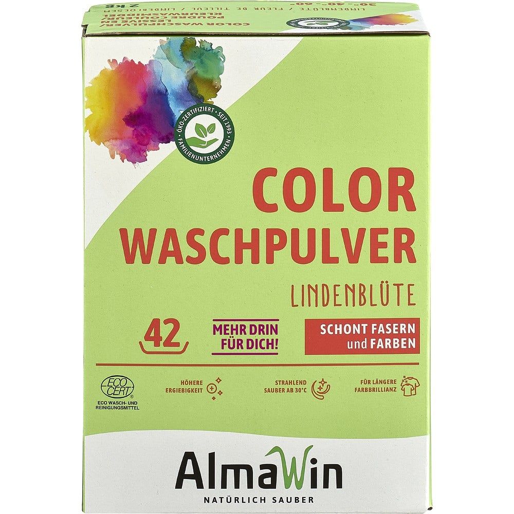 Detergent pudra pentru rufe colorate cu parfum de flori de tei - AlmaWin