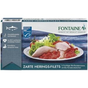 FIle de hering in sos bio de tomate cu bucati de tomate - Fontaine
