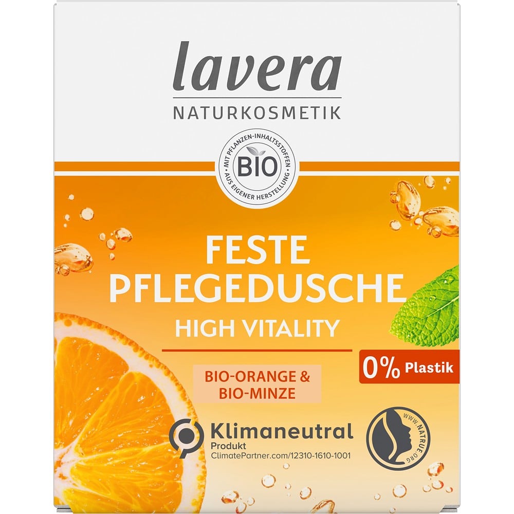 Gel de dus solid cu portocala bio si menta bio High Vitality - Lavera