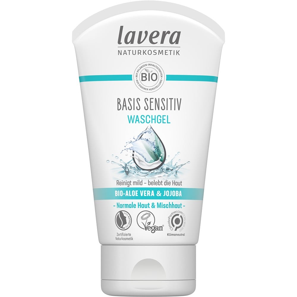Gel pentru curatare cu aloe vera bio si jojoba pentru piele normala si mixta sensitiv - Lavera