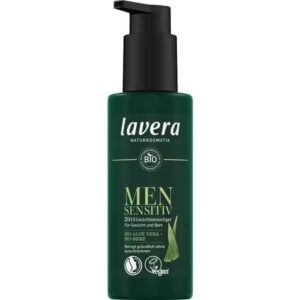 Gel sensitiv pentru barbati 2 in 1 pentru spalarea fetei si a barbii cu aloe vera bio si mesteacan bio - Lavera