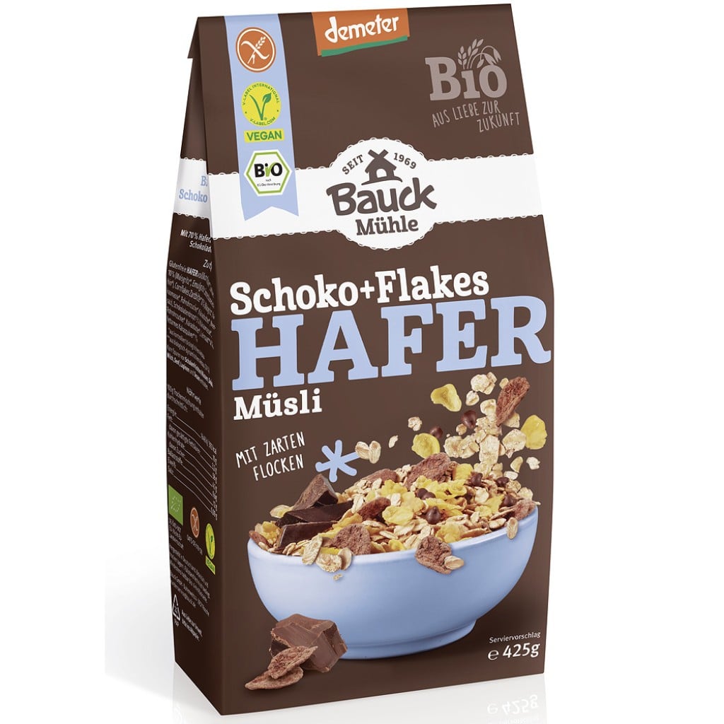 Musli cu fulgi si picaturi de ciocolata fara gluten, eco - BauckHof