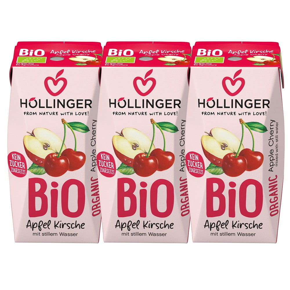 Nectar de mere si cirese cu pai 3x200ml, eco - Hollinger