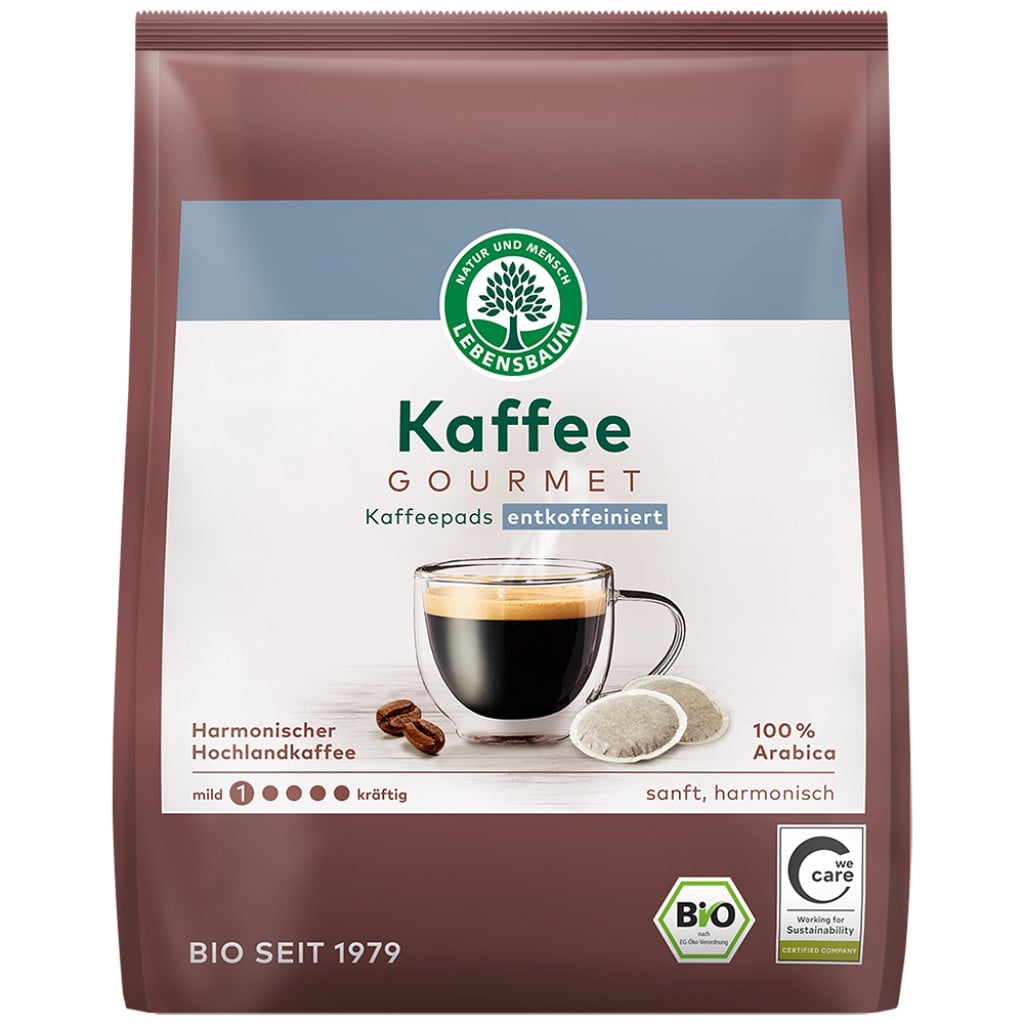 Paduri de cafea cremoasa decofeinizata 18x7g, eco - Lebensbaum