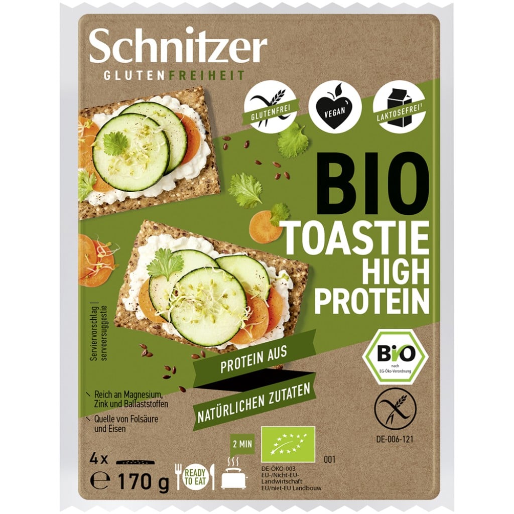 Paine toast bogata in proteina 4 felii fara gluten, eco - Schnitzer