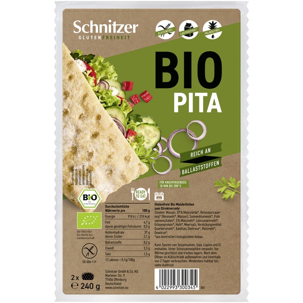 Pita 2 bucati fara gluten, eco - Schnitzer