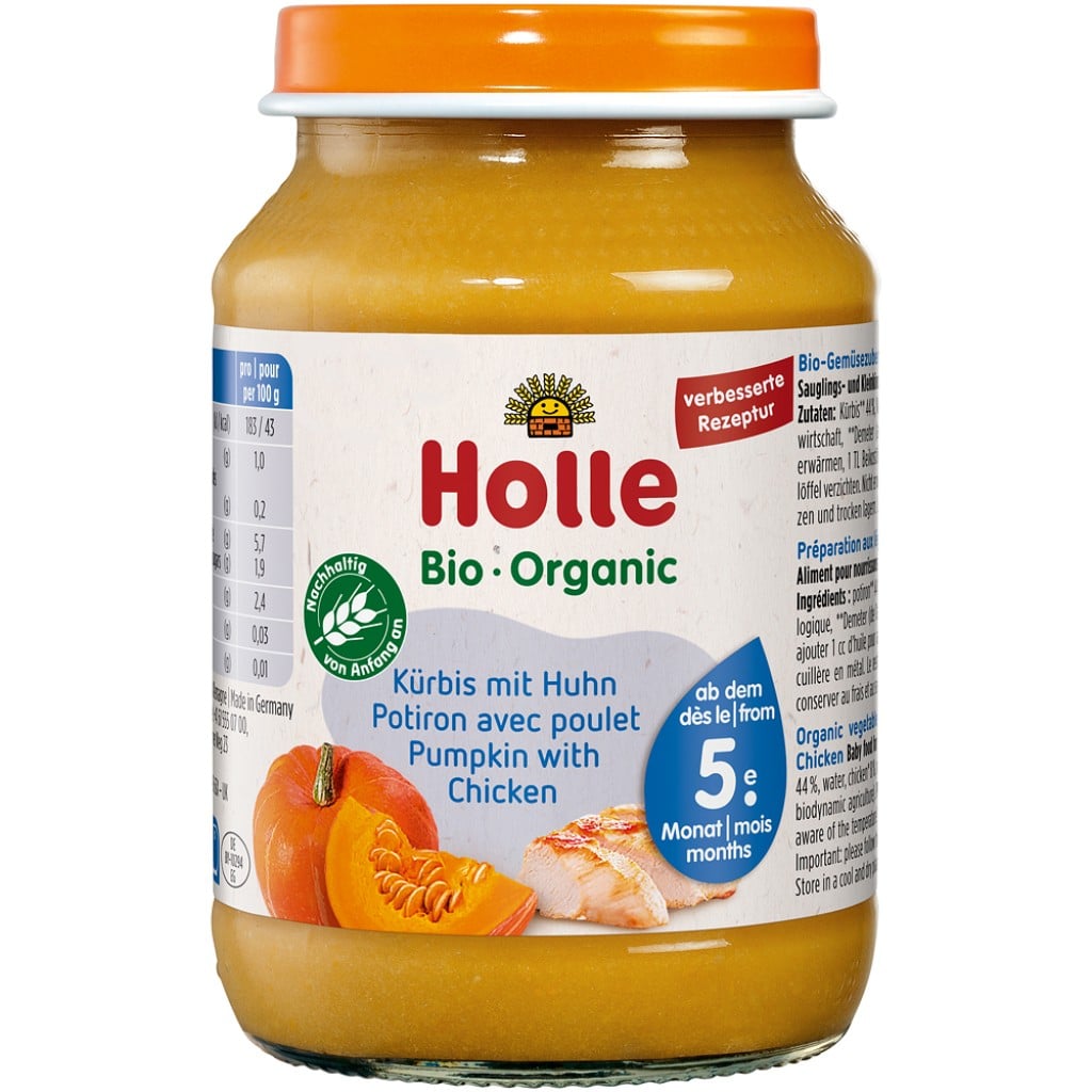 Piure de dovleac si carne de pui pentru copii fara gluten 5 luni, eco - Holle