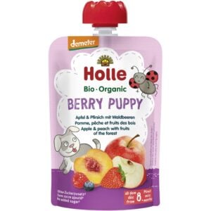 Piure de mere piersici si fructe de padure pentru copii  8 luni, eco - Holle
