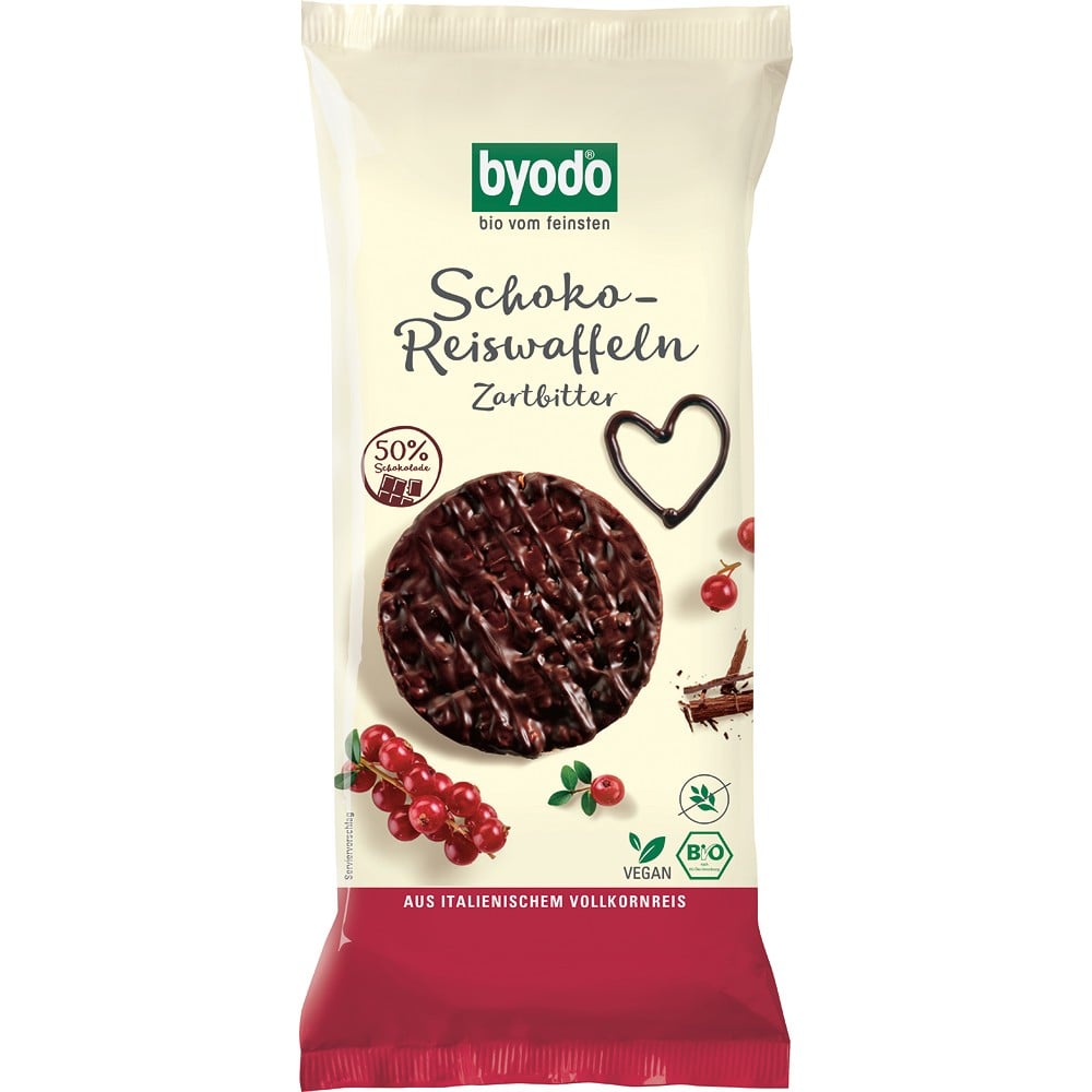 Rondele din orez integral cu ciocolata amaruie fara gluten, eco - Byodo