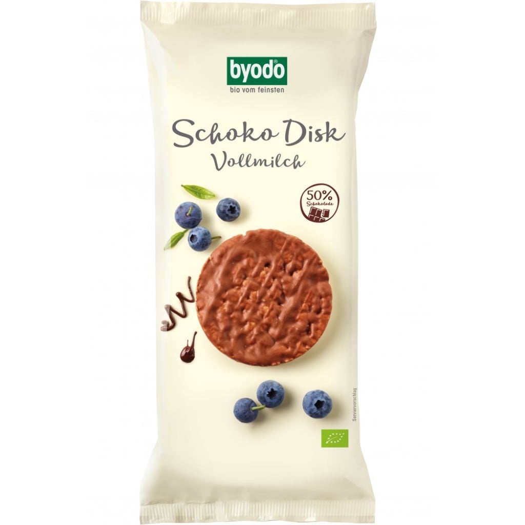 Rondele din orez integral cu ciocolata cu lapte fara gluten, eco - Byodo