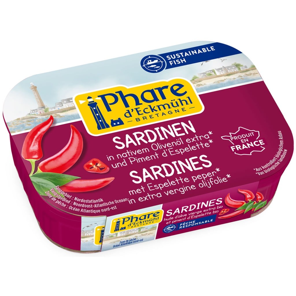Sardine in ulei bio de masline extravirgin cu ardei Espelette - Phare