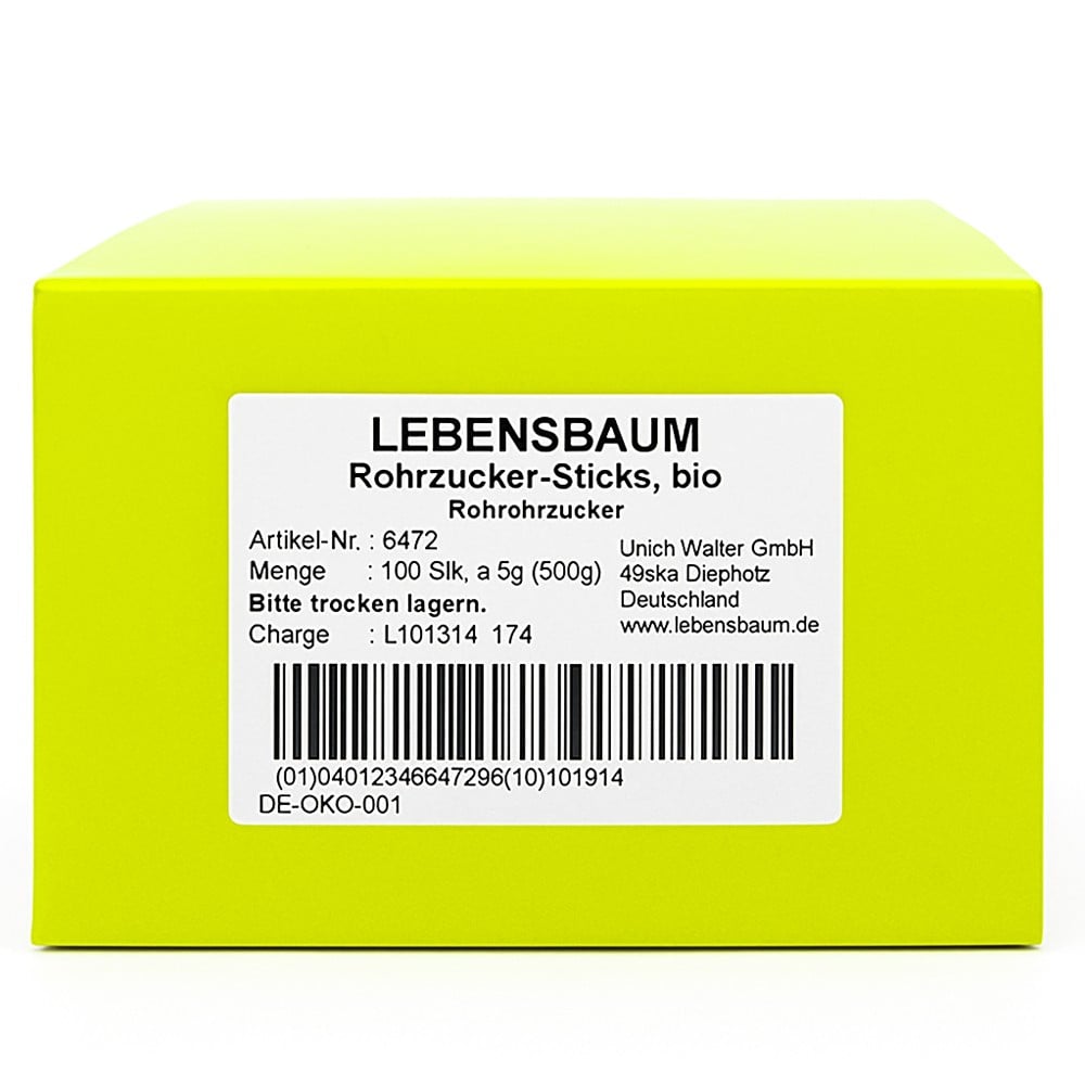 Zahar brut din trestie de zahar pliculete 100x5g, eco - Lebensbaum