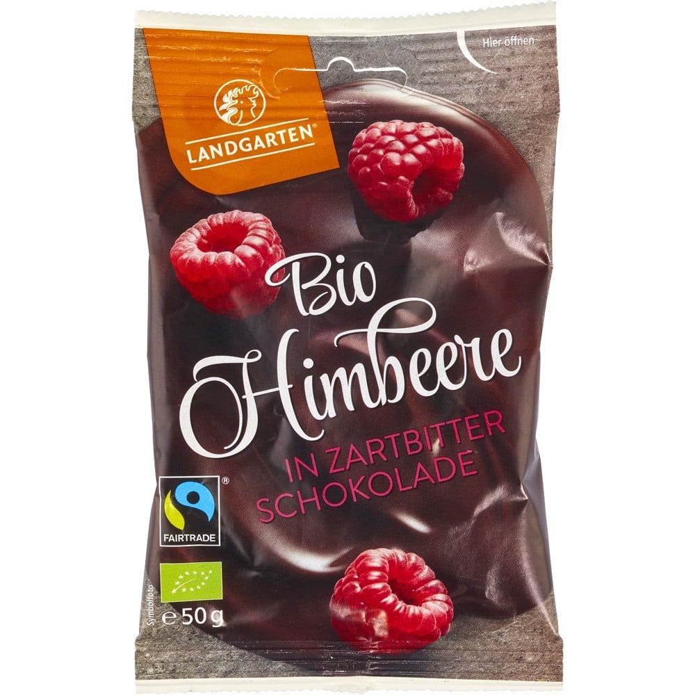 Zmeura liofilizata invelita in ciocolata amaruie fara gluten, eco - Landgarten