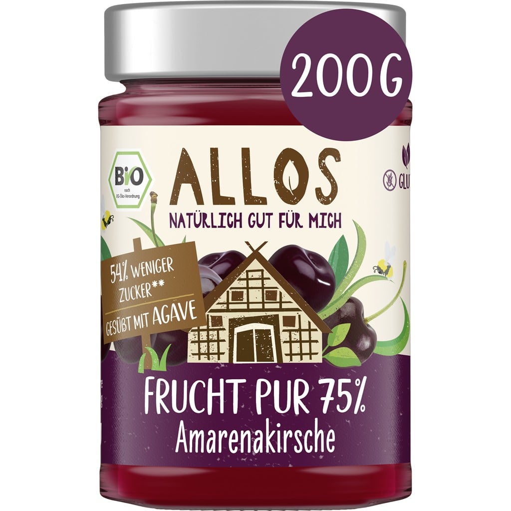 Dulceata de cirese amare cu sirop de agave fara gluten, eco - Allos