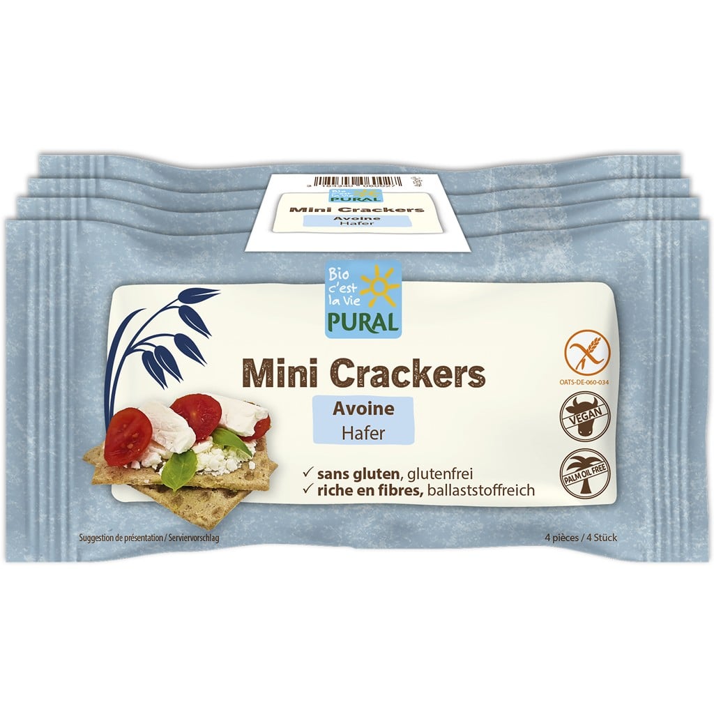 Mini crackers din ovaz fara gluten 4x35g, eco - Pural