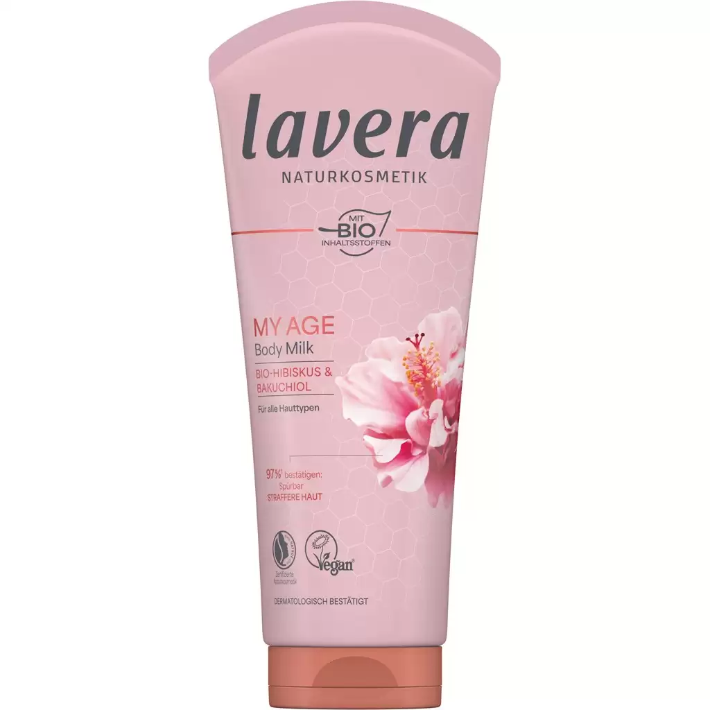 Lapte de corp My Age cu hibiscurs bio si bakuchiol pentru toate tipurile de piele - Lavera