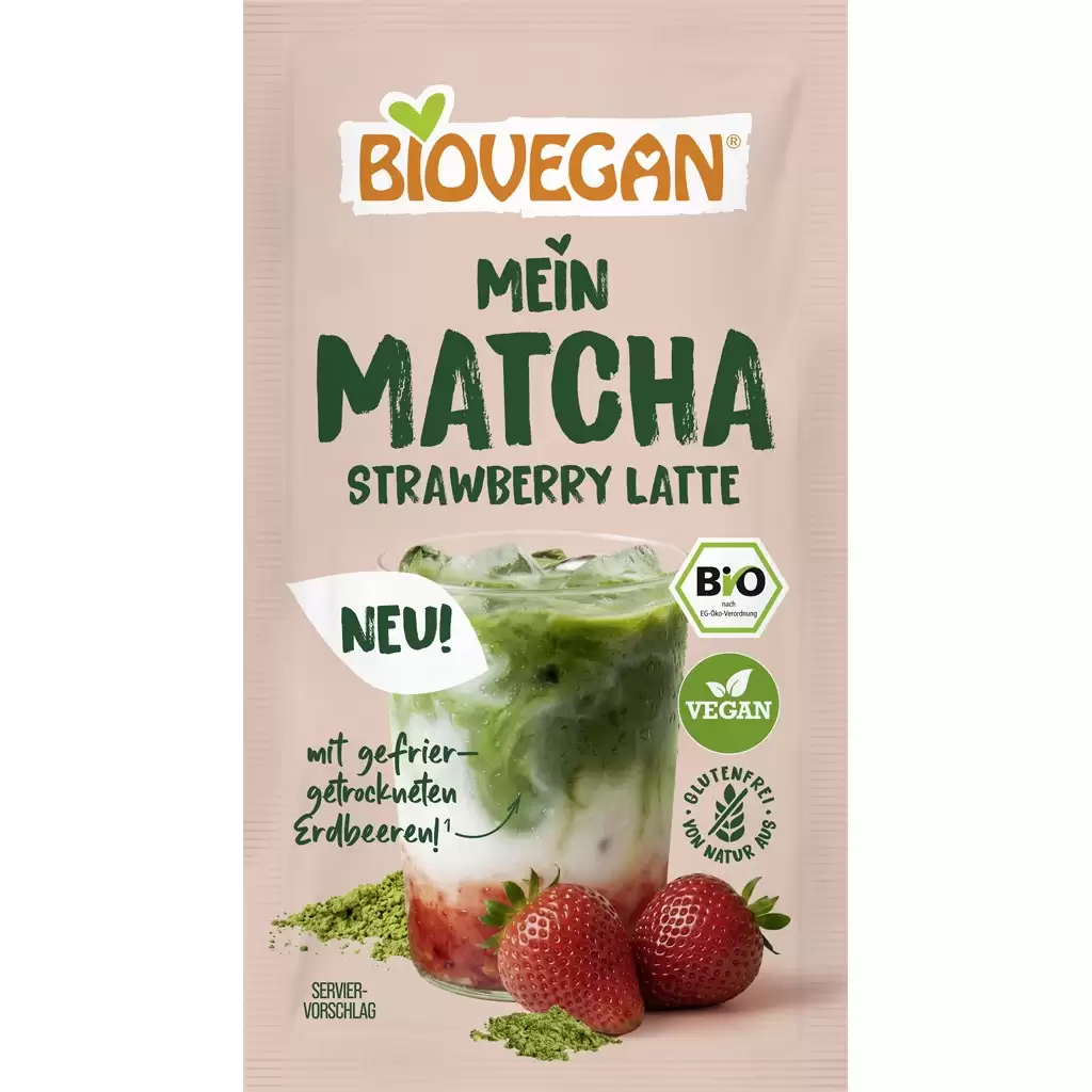 Mix pentru Matcha latte cu capsuni nativ fara gluten, eco - Biovegan