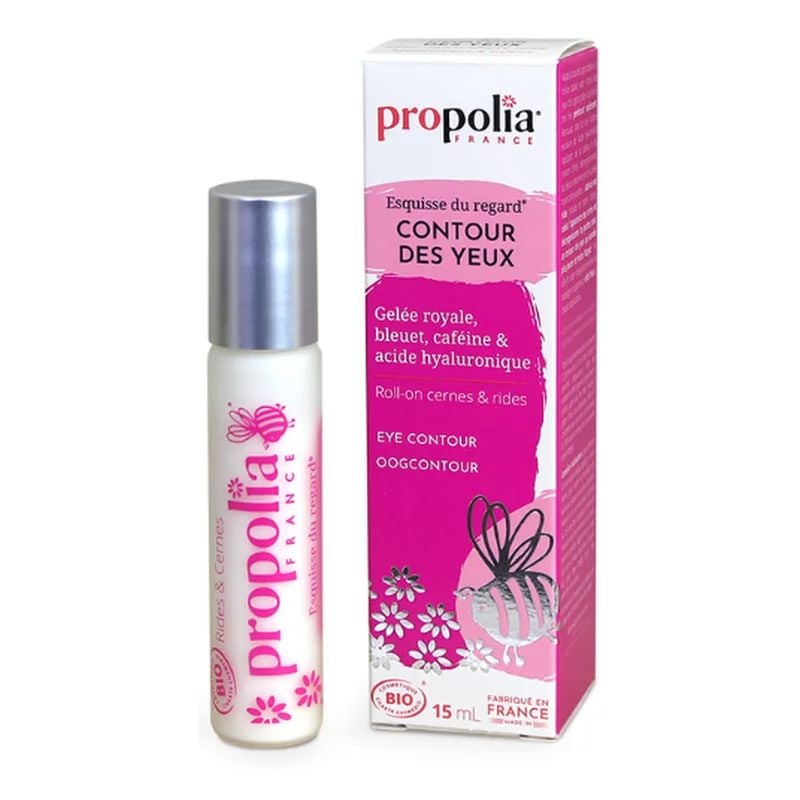 Roll-on pentru conturul ochilor cu laptisor de matca, albastrele, cafeina si acid hyaluronic ecologic 15ml Propolia