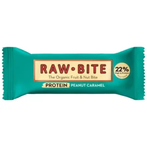 Baton proteic din fructe si nuci cu arahide si caramel fara gluten, eco - Raw Bite